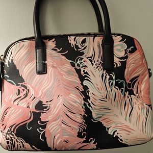 Kate Spade Pink and Blue Feather Print Handbag. Untouched